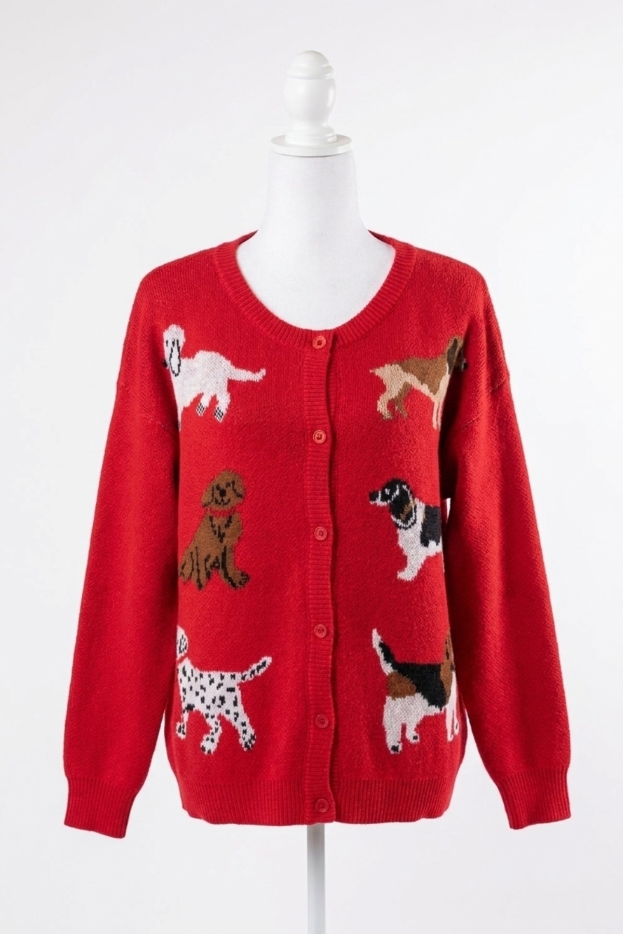 NEW &MERCI lucy button up cardigan in red dog